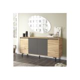Aparador Moderno de 4 Puertas, Roble-Antracita