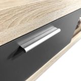 Mueble de salón y TV Moderno con Leds Color Cambria, cambria y grafito módulo de comedor