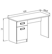 Mesa de Estudio, Escritorio con 2 Cajones, Mesa de Ordenador, Acabado en Color Blanco y Cambrian 70.8 x 120 x 49.8 cm